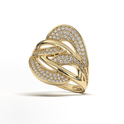 Flare Look Fashion Pave Ring