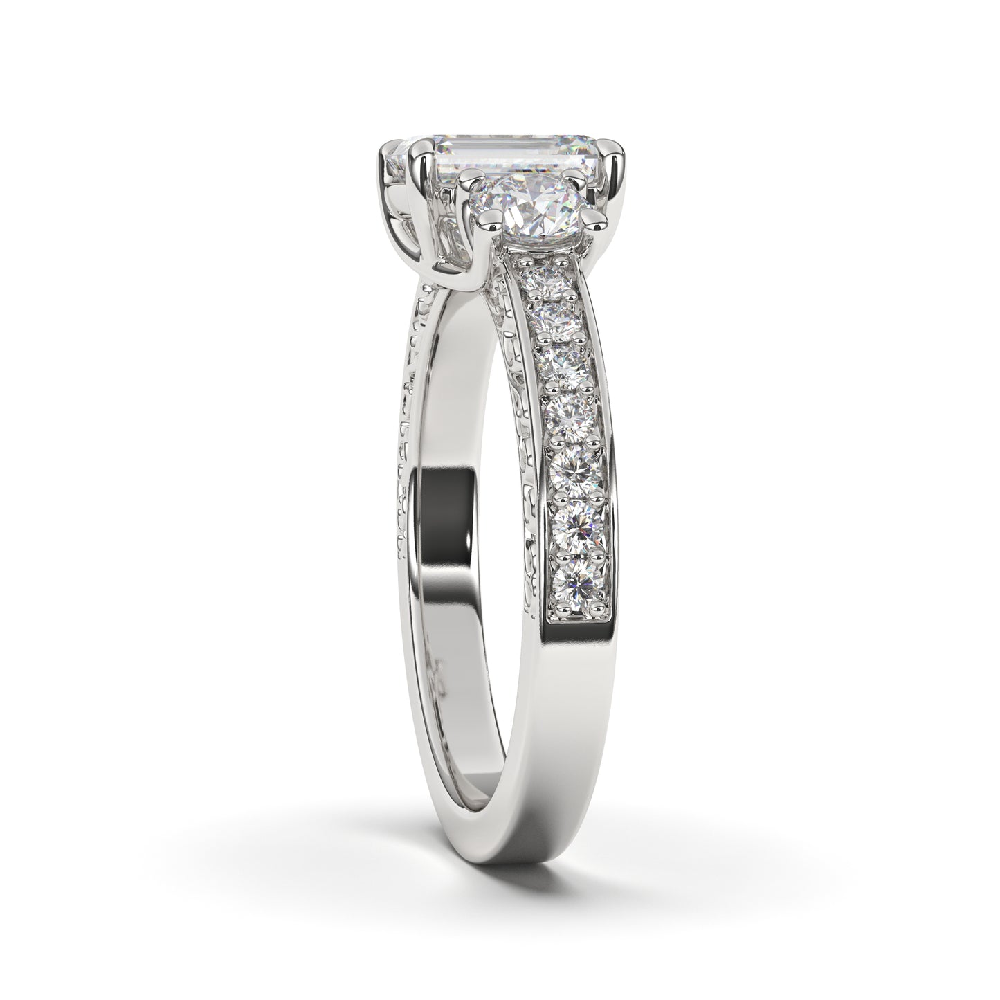 Olivia Emerald Cut Lab Grown 3 Stone Engagement Ring