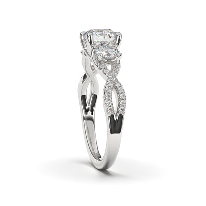 Emma Round 1 Carat Solitaire Lab Grown 3 Stone Engagement Ring