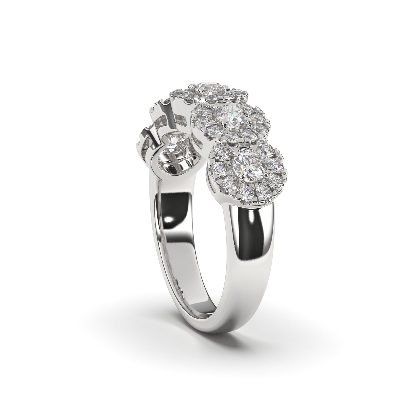 Amelia 5 Stones with Halo Round Lab Grown Engagement Ring