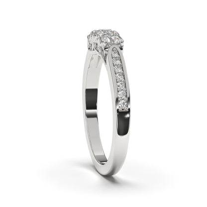 Ava 3 Stones with Round Accent stone Lab Grown Engagement Ring