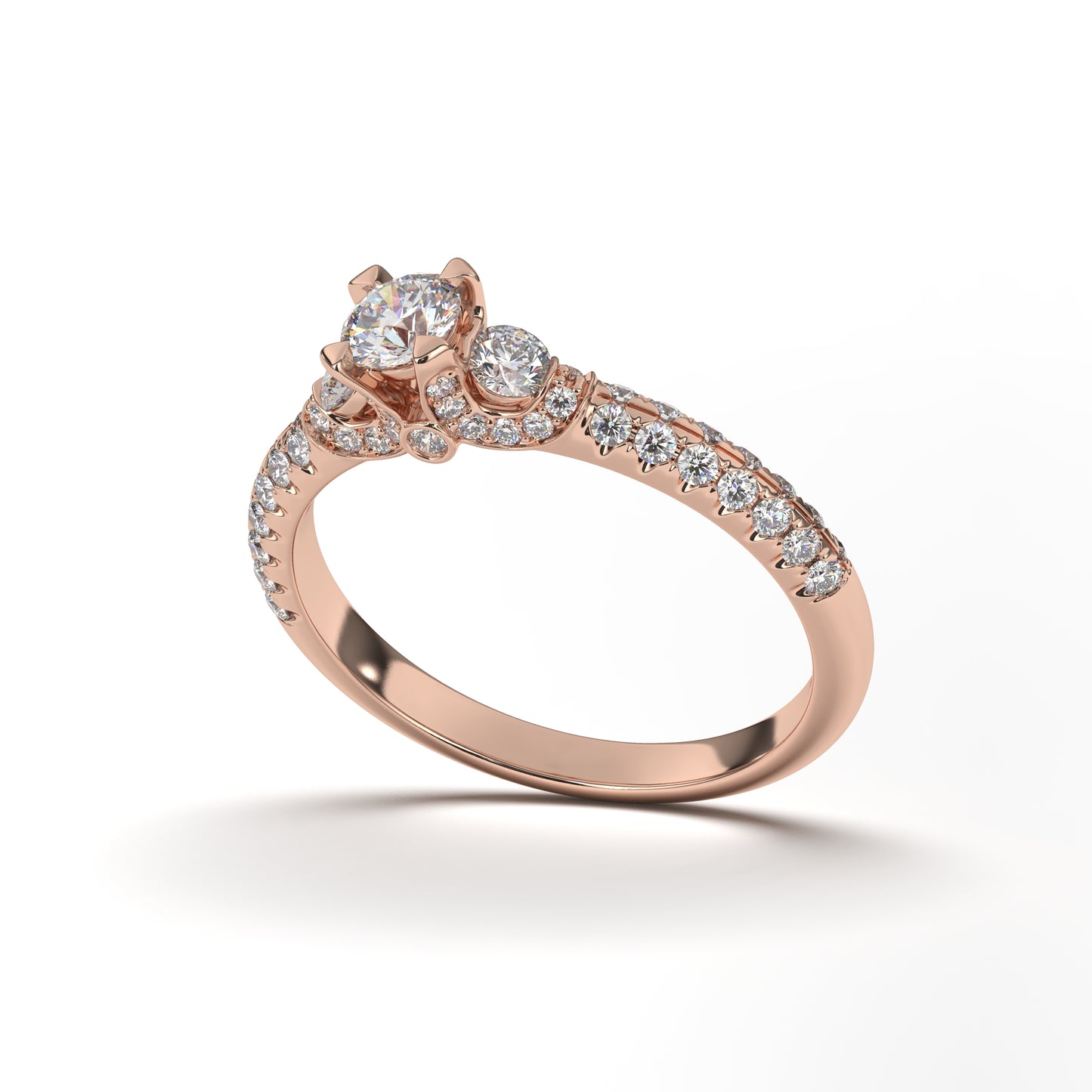 Sophia Round 1/4 Carat Solitaire Lab Grown 3 Stone Engagement Ring