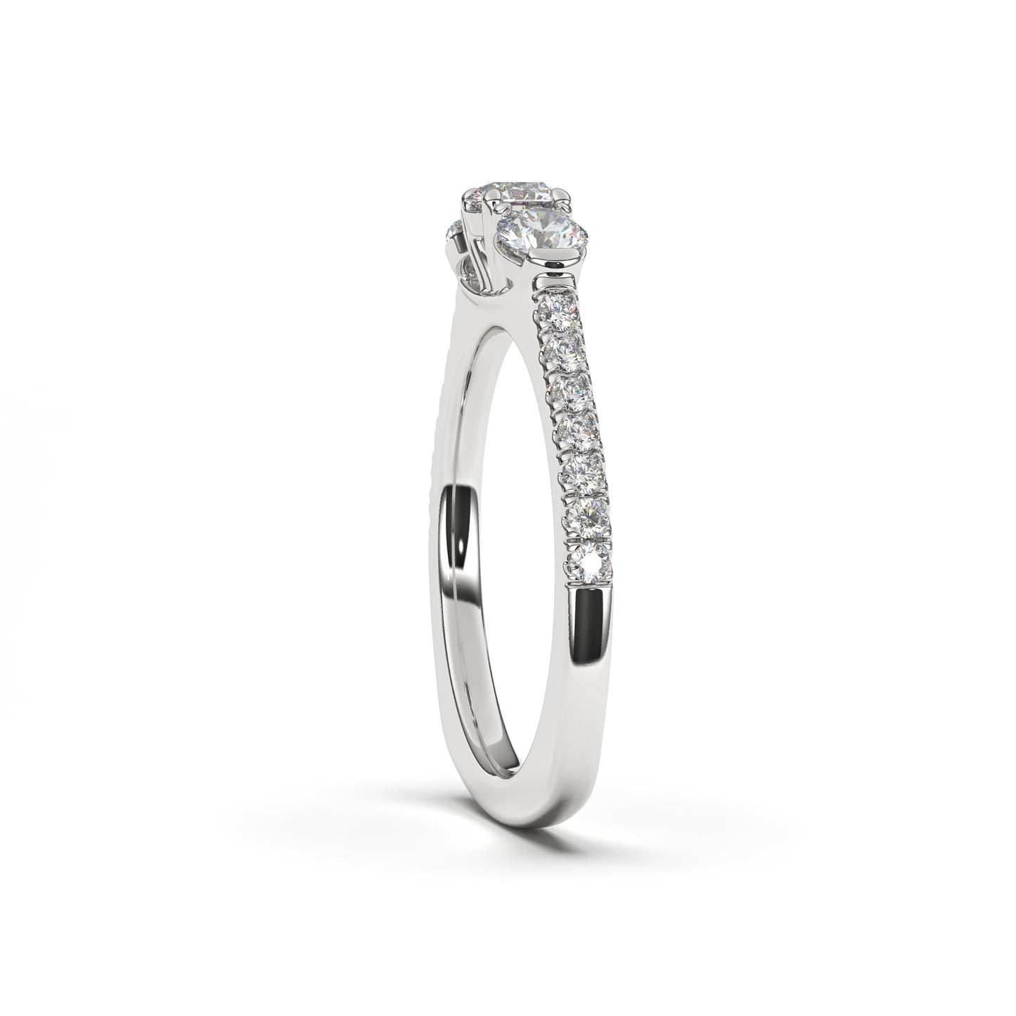 Mia Round 1/4 Carat Solitaire Lab Grown 3 Stone Engagement Ring