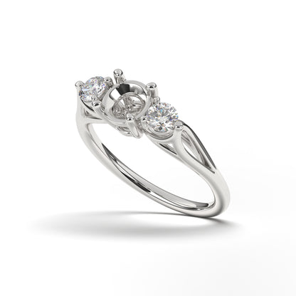 Evelyn 3 Stone Round Cut Lab Grown Engagement Ring in 14 Karat White Gold