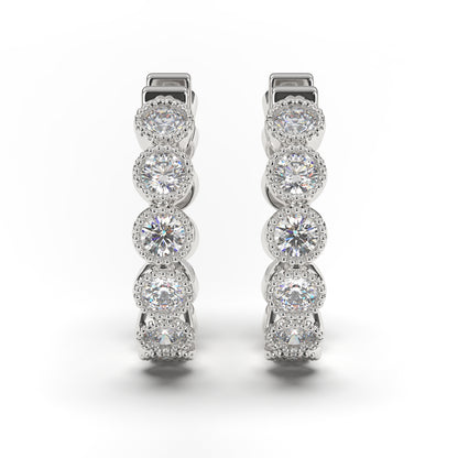 Serenity Exquisite Diamonds Hoops in 14K White Gold