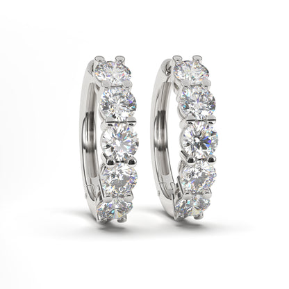 Ayla Elegant Diamonds Hoops in 14K White Gold