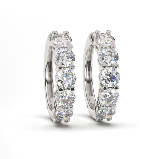 Ayla Elegant Diamonds Hoops in 14K White Gold