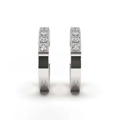 Melody Classic Diamonds Hoops in 14K White Gold