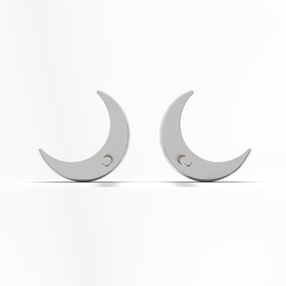 Lyla Half Moon Diamonds Studs in 14K White Gold