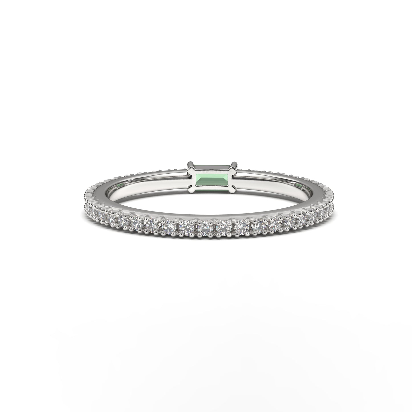 Adeline Straight Baguette Cut Fancy Minimalist Ring in White Gold