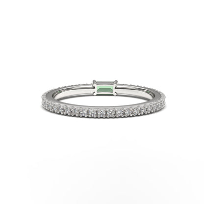 Adeline Straight Baguette Cut Fancy Minimalist Ring in White Gold