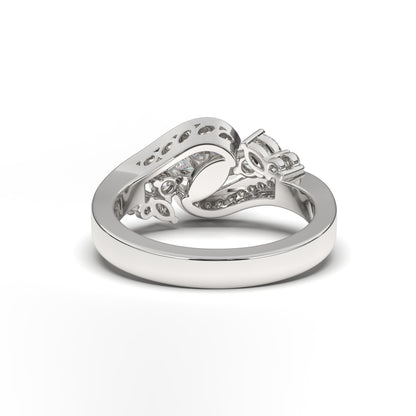 Lydia Round Bypass Style Engagement Ring in White Gold