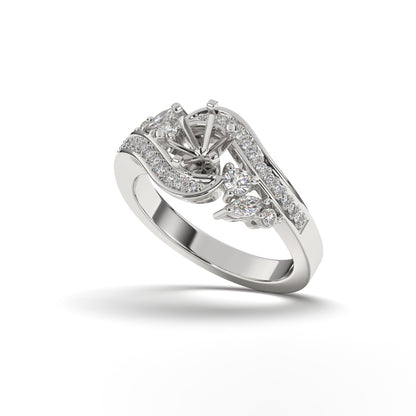 Lydia Round Bypass Style Engagement Ring in White Gold