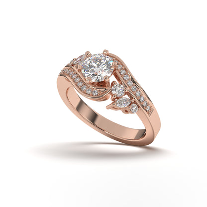 Lydia Round Bypass Style Engagement Ring in White Gold