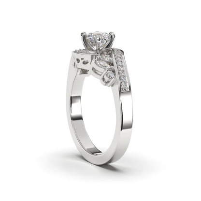 Lydia Round Bypass Style Engagement Ring in White Gold