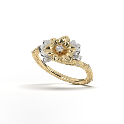 Hailey Fancy Floral Engagement Ring With Accent Diamonds