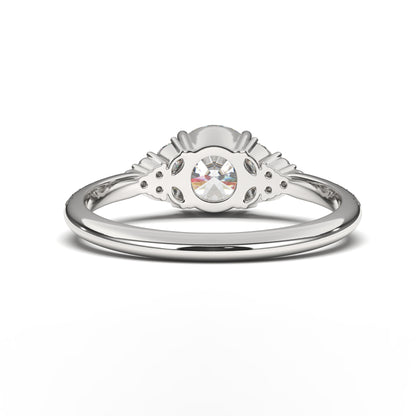 Cora Lab Grown Solitaire Engagement Ring with Fancy Accent Diamonds