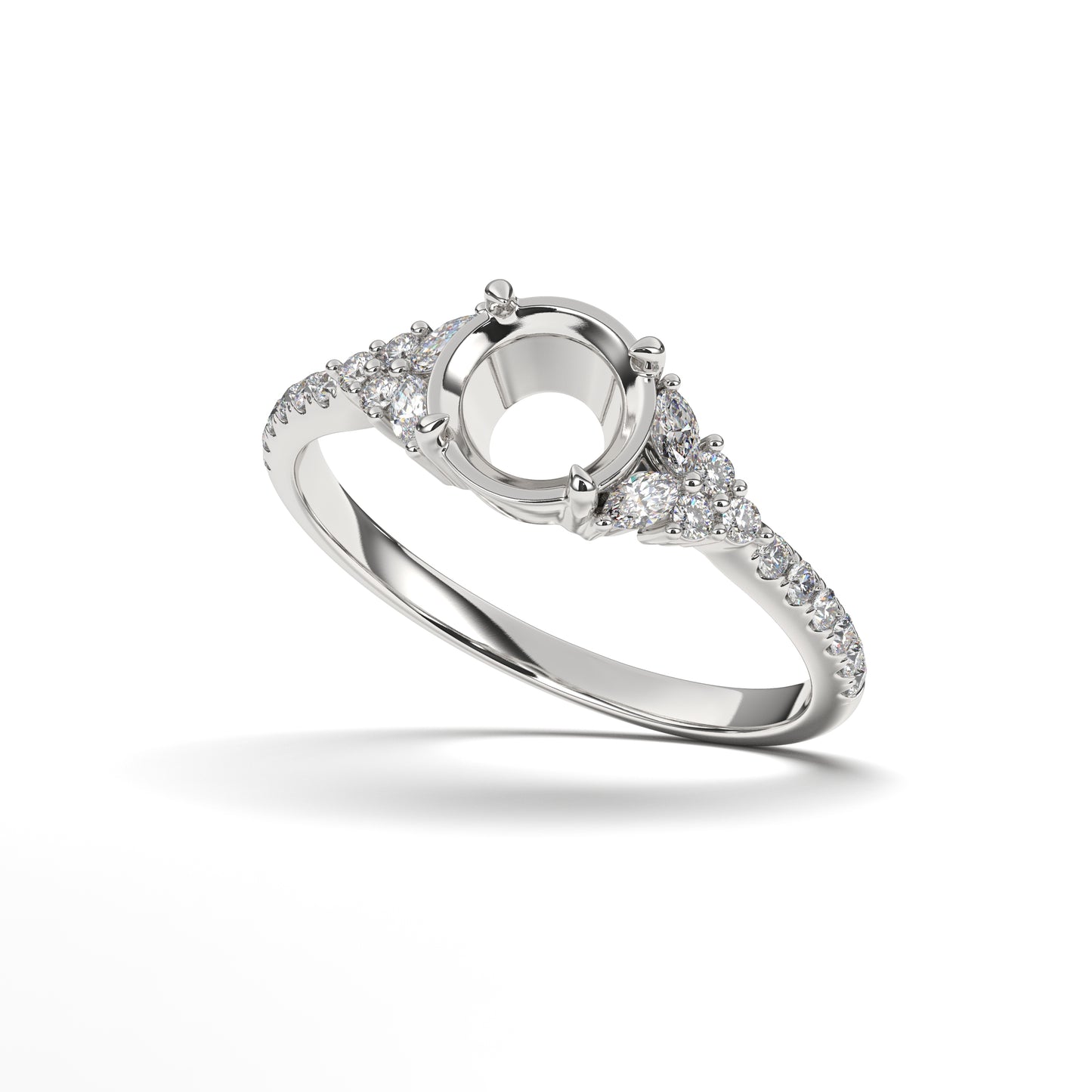 Cora Lab Grown Solitaire Engagement Ring with Fancy Accent Diamonds