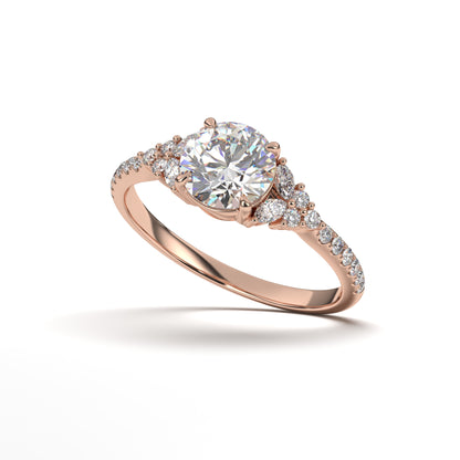 Cora Lab Grown Solitaire Engagement Ring with Fancy Accent Diamonds