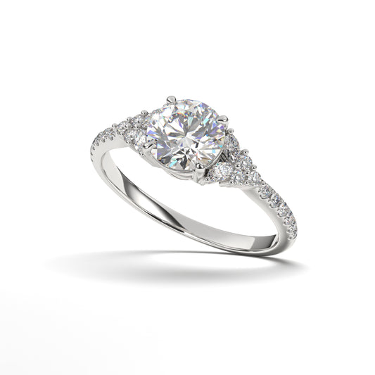 Cora Lab Grown Solitaire Engagement Ring with Fancy Accent Diamonds