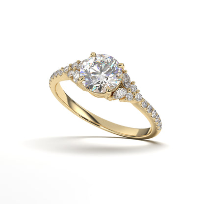 Cora Lab Grown Solitaire Engagement Ring with Fancy Accent Diamonds