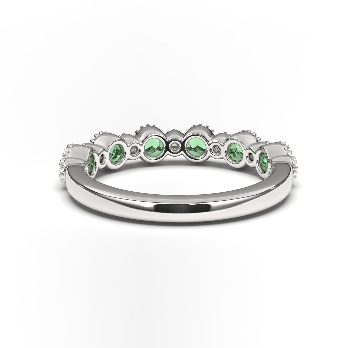 Ella Bezel Diamonds Band with Emerald Accent