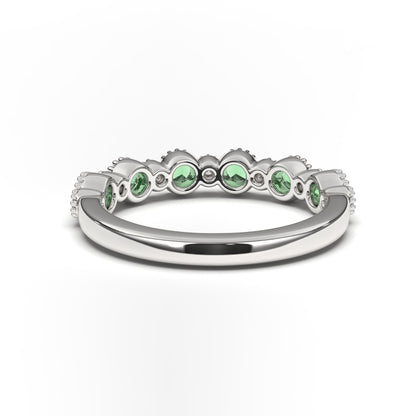 Ella Bezel Diamonds Band with Emerald Accent