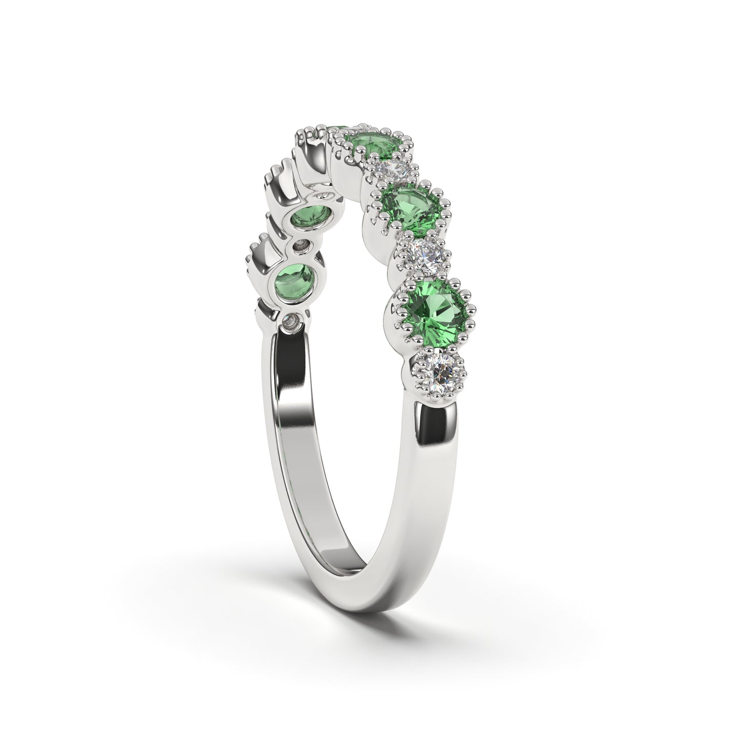 Ella Bezel Diamonds Band with Emerald Accent