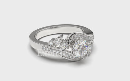 Lydia Round Bypass Style Engagement Ring in White Gold