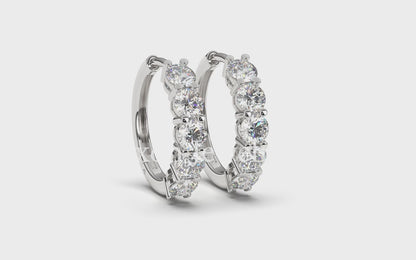 Ayla Elegant Diamonds Hoops in 14K White Gold