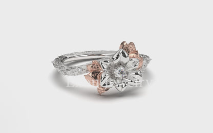 Hailey Fancy Floral Engagement Ring With Accent Diamonds