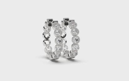 Serenity Exquisite Diamonds Hoops in 14K White Gold