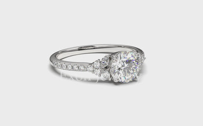 Cora Lab Grown Solitaire Engagement Ring with Fancy Accent Diamonds