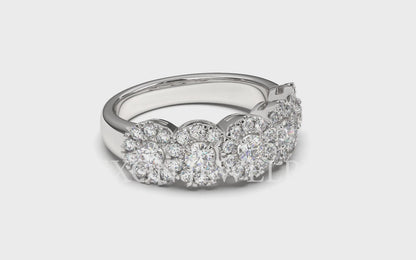 Amelia 5 Stones with Halo Round Lab Grown Engagement Ring